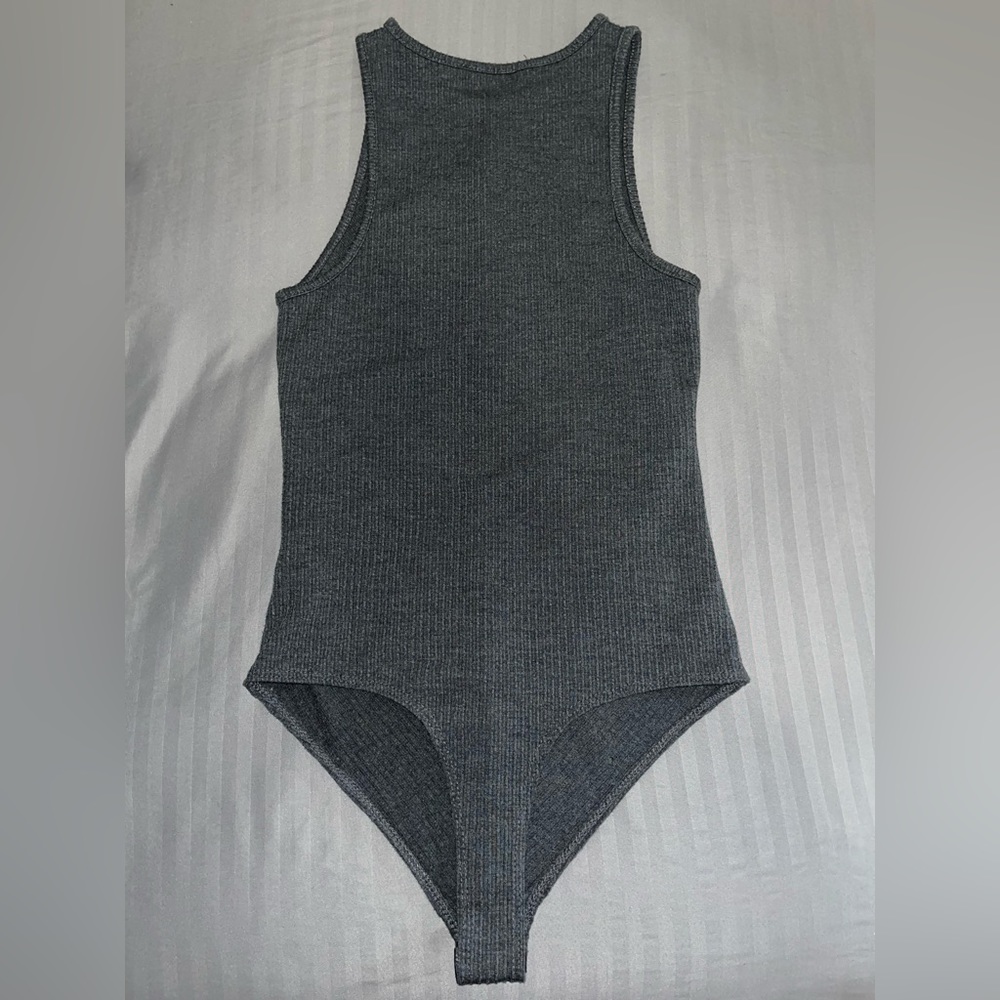Grey Ribbed Bodysuit - Picture 3 of 5